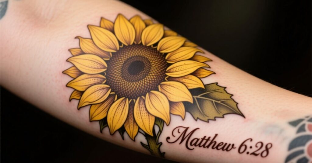 Sunflower Bible Verse Tattoo
